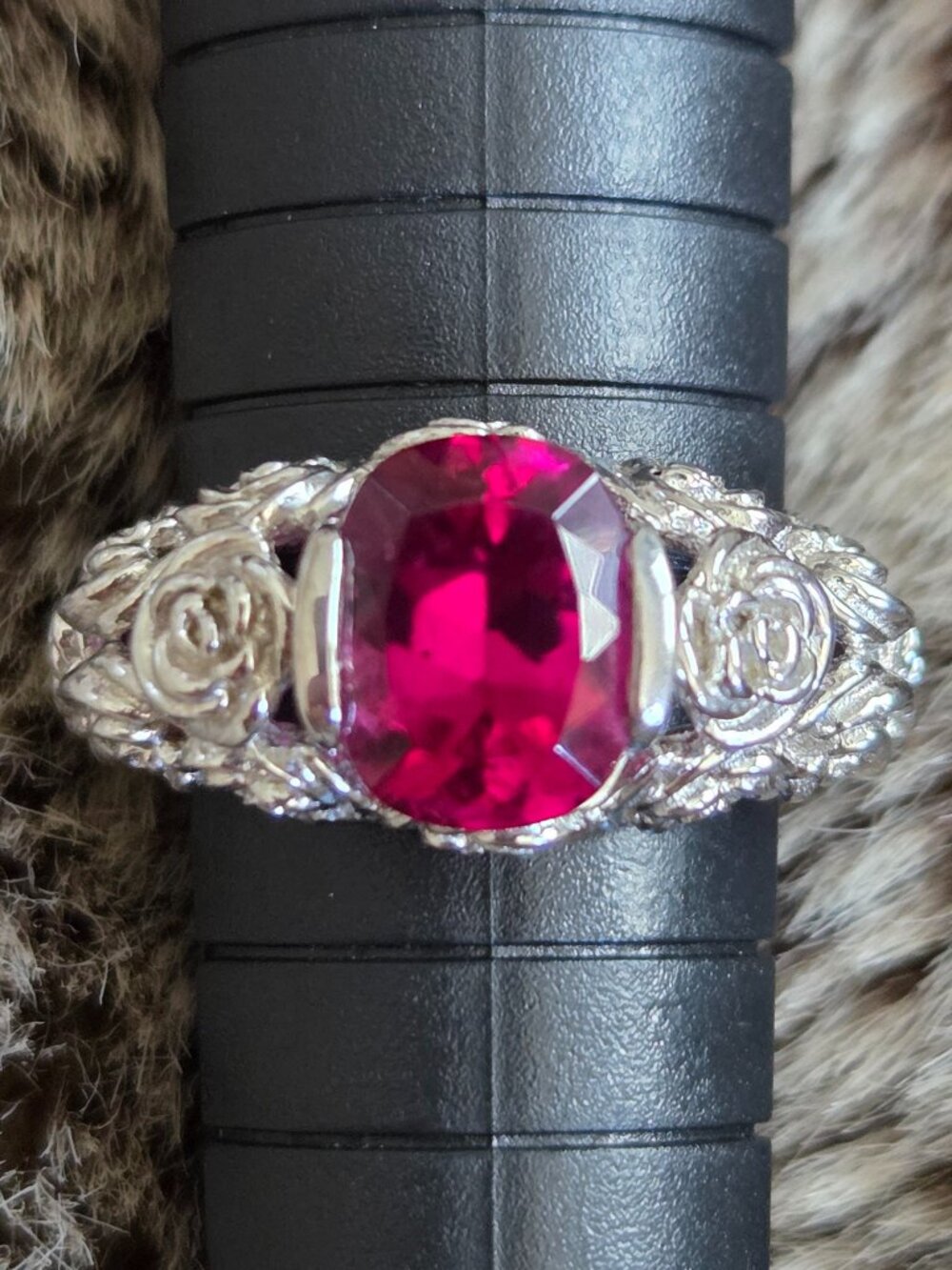 JTV Hot Pink Quartz Sterling Silver Ring